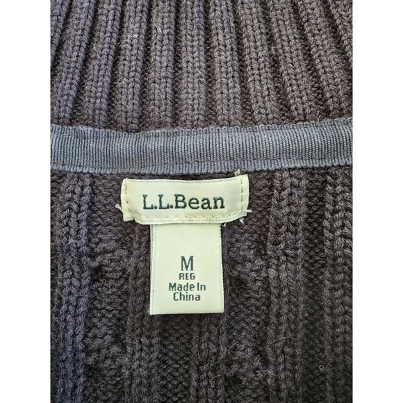 L.L Bean Cableknit Full Zip Cardigan Sweater Women's Size M Black - Picture 8 of 8